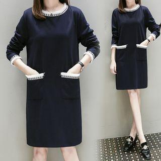 Long-sleeve Fringe A-line Dress