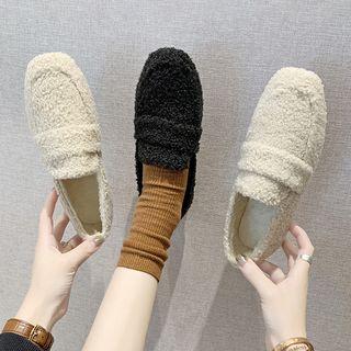 Round Toe Plain Fleece Flats