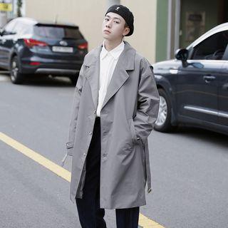Lapel Collar Belted Button Coat