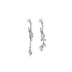 Leaf Rhinestone Alloy Open Hoop Earring 1 Pair - E5187 - Silver - One Size