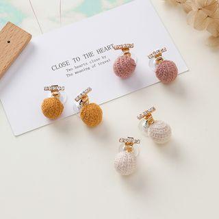 Rhinestone Bar Bobble Dangle Earring