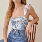 Floral Print Ruffled Crop Camisole Top