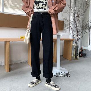 High-waist Fleece Lined Straight-leg Pants