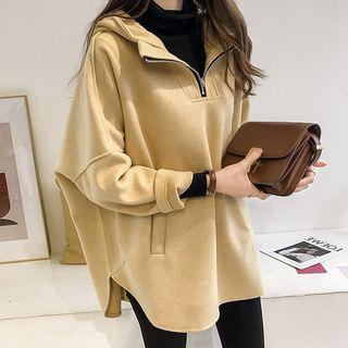 Zip Placket Oversized Hoodie