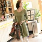 Round-neck A-line Knit Dress