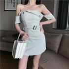 Off-shoulder Denim Panel Dress