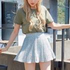 Inset Shorts Floral Pleat Mini Skirt