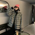 Vintage Houndstooth Fleece Jacket Black - One Size