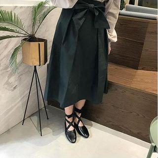 Bow Waist A-line Midi Skirt