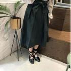 Bow Waist A-line Midi Skirt