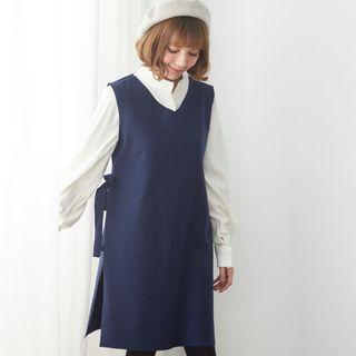 Set: Long-sleeve Shirt + Sleeveless V-neck Dress