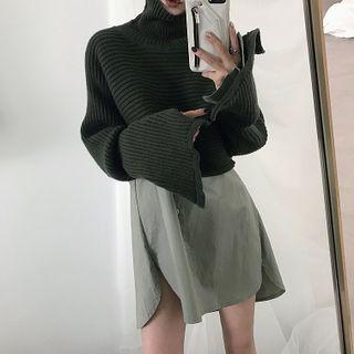 Plain Shirt Dress / Turtleneck Cropped Sweater