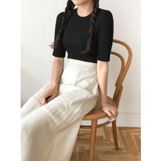 Crew-neck Slim-fit Ribbed Top