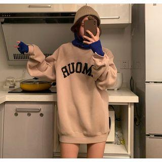 Mock Two Piece Knit Panel Lettering Oversized Top