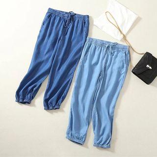 Drawstring Waist Cropped Jeans