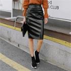 Faux-leather Midi Pencil Skirt
