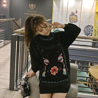 Long-sleeve Embroidered Long Pullover