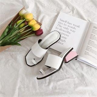 Toe-loop Metallic-heel Mules