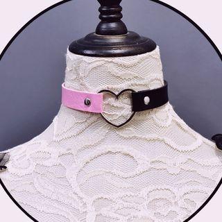 Heart Asymmetrical Faux Leather Choker