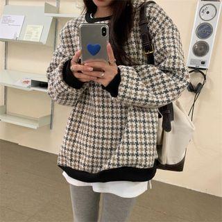 Long-sleeve Tweed Sweatshirt
