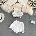 Set: Crochet Lace Crop Camisole + Shorts