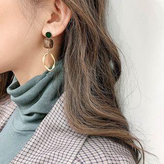 Resin Bead Twisted Alloy Hoop Dangle Earring 1 Pair - Earrings - One Size