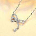 925 Sterling Silver Rhinestone Knot Pendant Necklace Silver - One Size