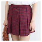 Plaid Pleated Mini A-line Skirt