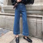 Pocket-front Wide-leg Cropped Jeans