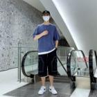 Elbow-sleeve Plain T-shirt / Cargo Shorts