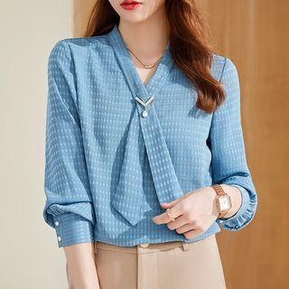 Long-sleeve Blouse / Straight Leg Dress Pants / Set