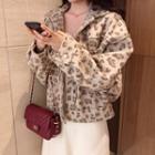 Animal Print Buttoned Coat As Shown In Figure - One Size