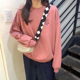 Cartoon Embroidered Round Neck Pullover