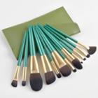 Set Of 12: Makeup Brush With Bag Set Of 12 - With Bag - Green - One Size