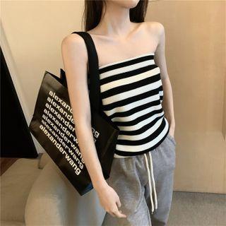 Striped Strapless Knit Top Stripe - One Size