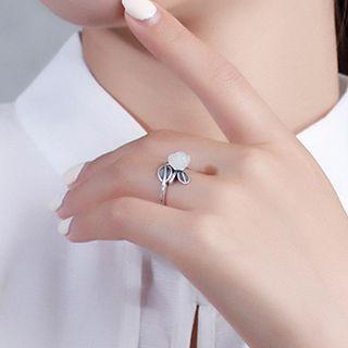 925 Sterling Silver Rose Open Ring