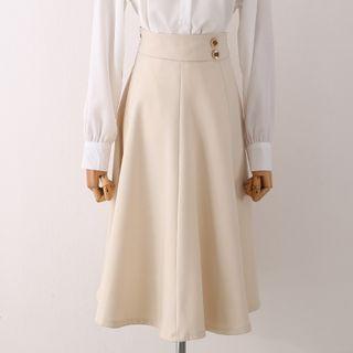 High Waist Plain Midi Skirt
