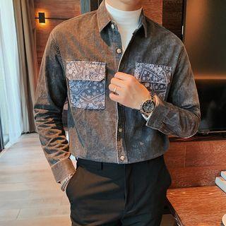 Paisley Print Panel Washed Shirt
