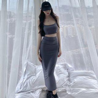 Spaghetti Strap Top / Fitted Midi Skirt