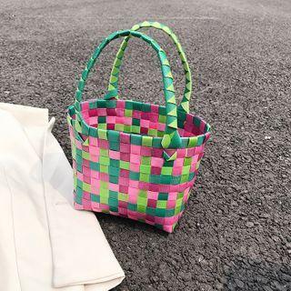 Color Block Woven Handbag
