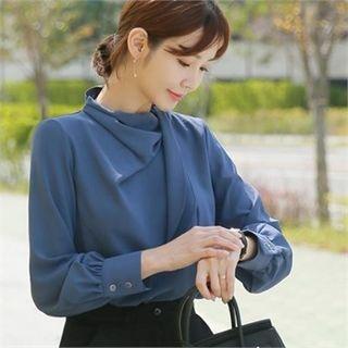 Tie-neck Keyhole-back Blouse