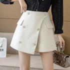 Double-breasted Mini A-line Shorts
