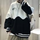 Color-block Round-neck Knitted Sweater