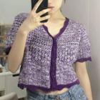 Short-sleeve Knit Top Violet - One Size