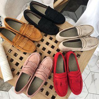 Faux Suede Fringed Loafers