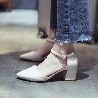 Chunky Heel Ankle Strap Close Toe Sandals