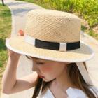 Tie-neck Contrast-bow Straw Sun Hat