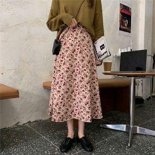 Floral Printed Corduroy Skirt