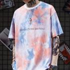 Tie-dye Lettering Short-sleeve T-shirt