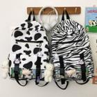 Pvc Panel Buckled Animal Print Lightweight Backpack